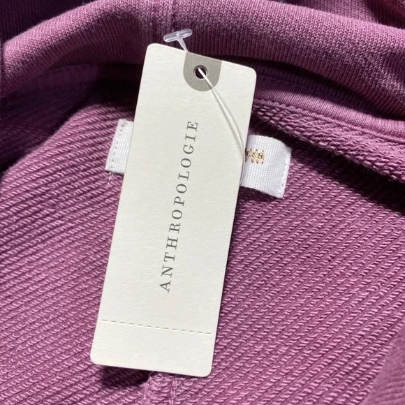 Anthropologie Pilcro Flynn Hoodie Women's Medium Raspberry Pleated French Terry - Picture 5 of 9